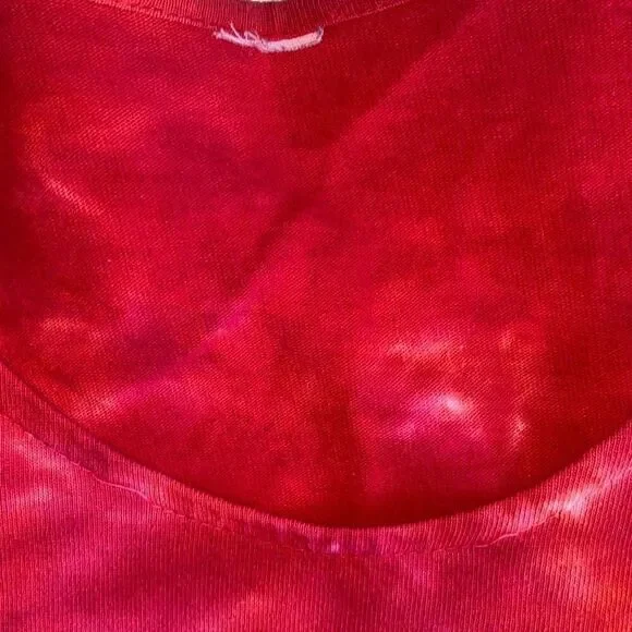 Cotton T-Shirt Dress With Pockets- Handmade Tie-dye- Shades Of Red-GUC- Medium - Picture 4 of 5